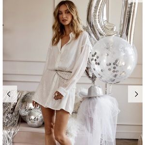 Unstoppable White Sequin Mini Dress